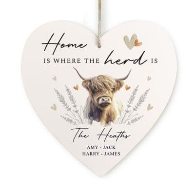 Personalised Highland Cow Wooden Ornament