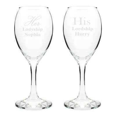 Personalised His & Her Wine Glass Set