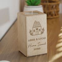 Personalised House Wooden Tealight Holder