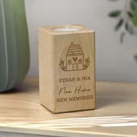 Personalised House Wooden Tealight Holder