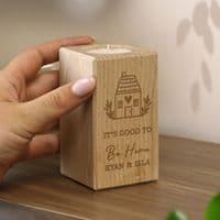 Personalised House Wooden Tealight Holder