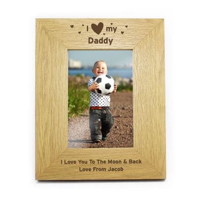 Personalised I Heart My Oak Finish Photo Frame