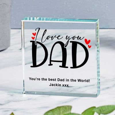 Personalised I Love You Dad Crystal Token