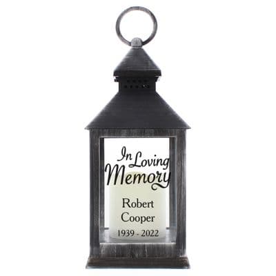 Personalised In Loving Memory Black Rustic Lantern