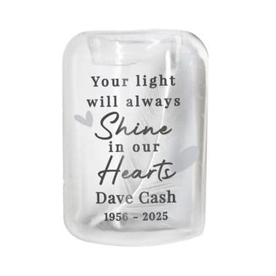 Personalised In Our Hearts Memorial Feather Tealight Holder