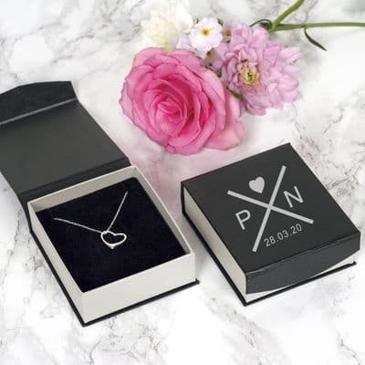 Personalised Initials & Date  Boxed Sterling Silver Pendant