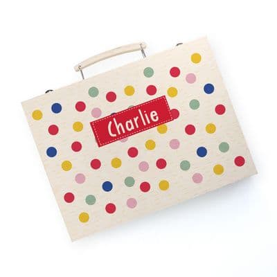 Personalised Kid's Polka Dot Colouring Set
