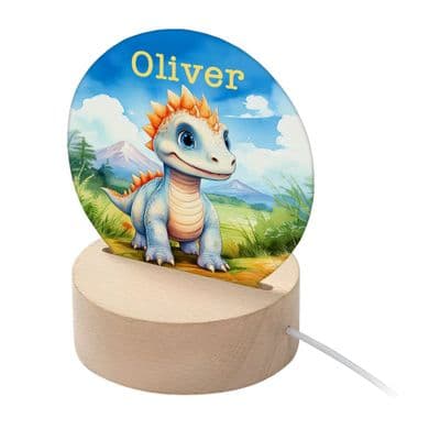 Personalised Kids Baby Dinosaur LED Night Light