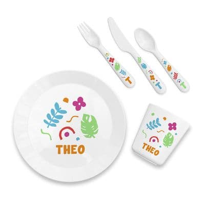Personalised Kids Colourful Shapes Dining Set
