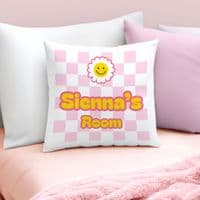 Personalised Kids Daisy Checked Cushion