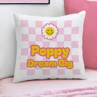 Personalised Kids Daisy Checked Cushion