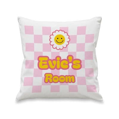Personalised Kids Daisy Checked Cushion