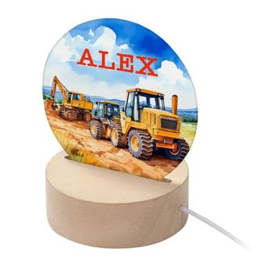 Personalised Kids Diggers LED Night Light