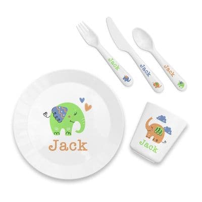 Personalised Kids Elephant Dining Set