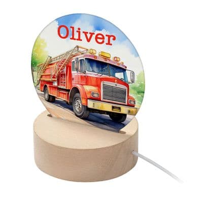Personalised Kids Fire Truck LED Night Light