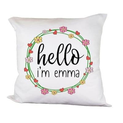 Personalised Kids Floral Frame Cushion Cover