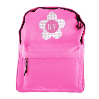 Personalised Kids Flower Pink Backpack