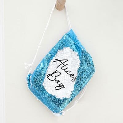 Personalised Kids Hidden Message Blue Sequin Bag