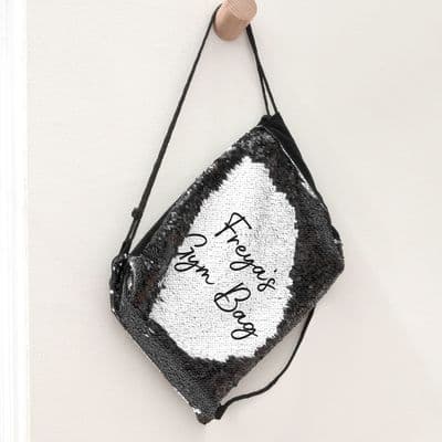 Personalised Kids Hidden Message Sequin Bag Black