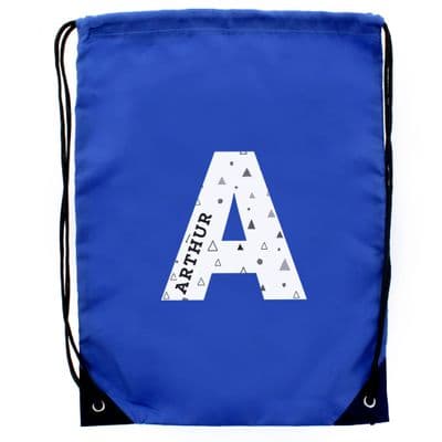 Personalised Kids Initial Blue Kit Bag