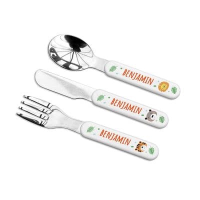 Personalised Kids Jungle Animal Cutlery Set