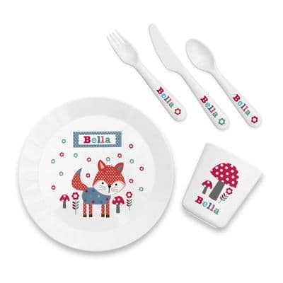Personalised Kids Little Fox Dining Set