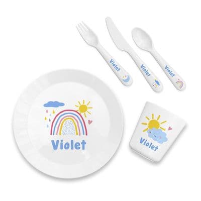 Personalised Kids Pastel Sky Dining Set