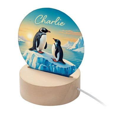 Personalised Kids Penguins LED Night Light