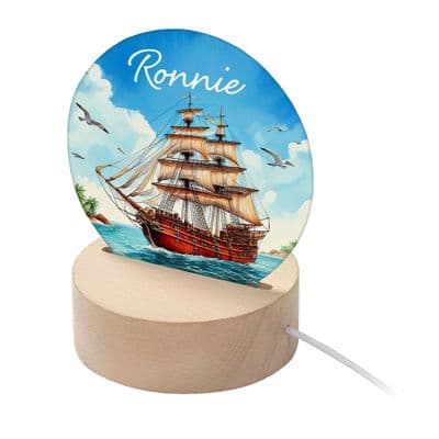 Personalised Kids Pirate Ship LED Night Light