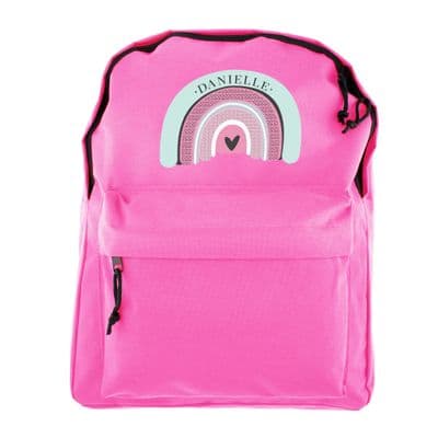 Personalised Kids Rainbow Pink Backpack