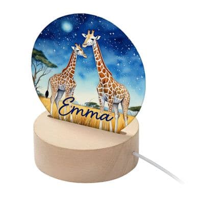 Personalised Kids Safari Giraffes LED Night Light