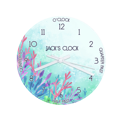 Personalised Kids Sea life Glass Wall Clock