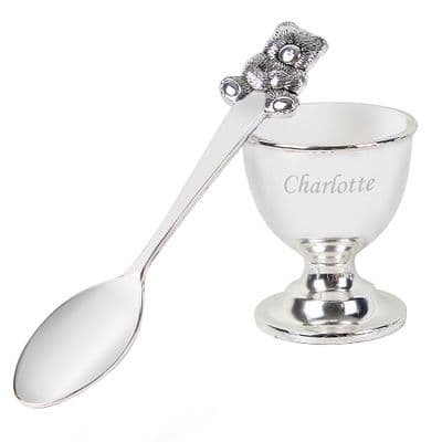 Personalised Kids Silver Plated Egg Cup & Spoon