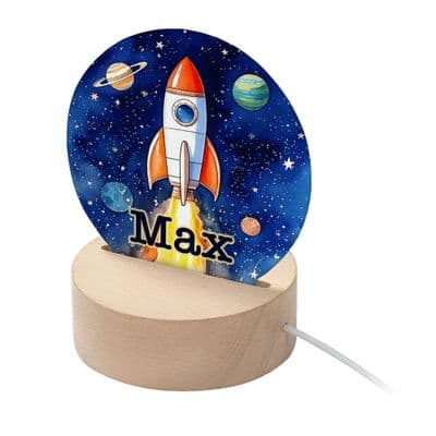 Personalised Kids Space Rocket LED Night Light