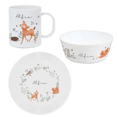 Personalised Kids Woodland Animals Breakfast Set