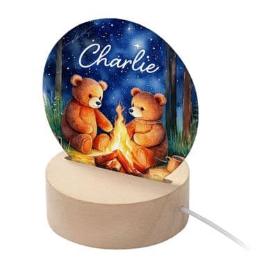 Personalised Kids Woodland Bears LED Night Light