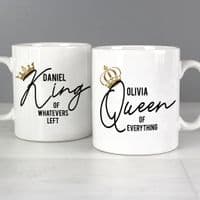 Personalised King & Queen Of Everything Mug Set