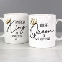 Personalised King & Queen Of Everything Mug Set
