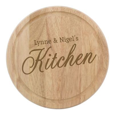 Personalised Kitchen Round Wooden Chopping Board