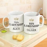 Personalised Ladyship & Lordship Mug Set
