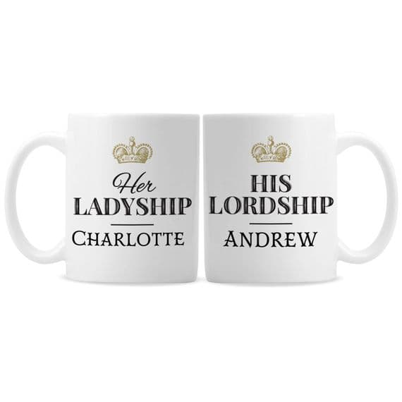 Personalised Ladyship & Lordship Mug Set