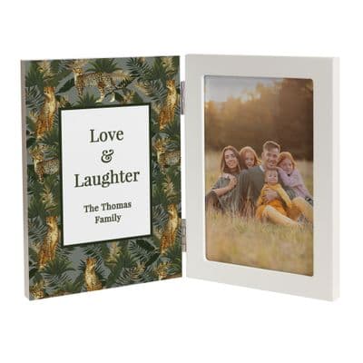 Personalised Leopard Wooden Hinged Photo Frame