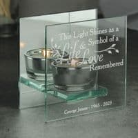 Personalised Life & Love Mirrored Tea Light Holder