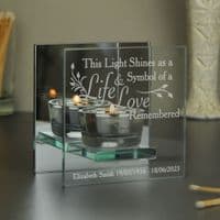 Personalised Life & Love Mirrored Tea Light Holder