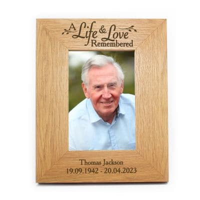 Personalised Life & Love Oak Finish Photo Frame
