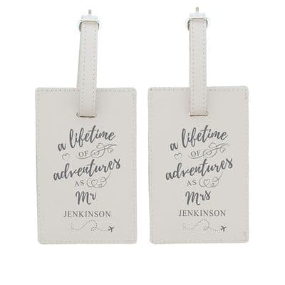 Personalised Lifetime Of Adventures Couples Luggage Tags