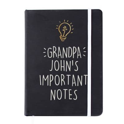 Personalised Lightbulb Black Hardback Note Book