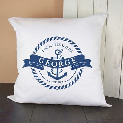 Personalised Little Sailor Anchor Design Cushion Cover