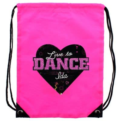 Personalised Live To Dance Pink Kit Bag