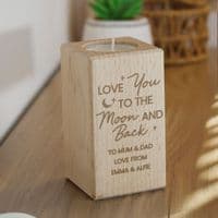 Personalised Love You To The Moon Wooden Tealight Holder